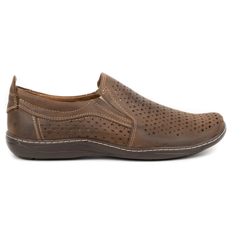 Olivier Men's openwork moccasins for the summer 662 brown