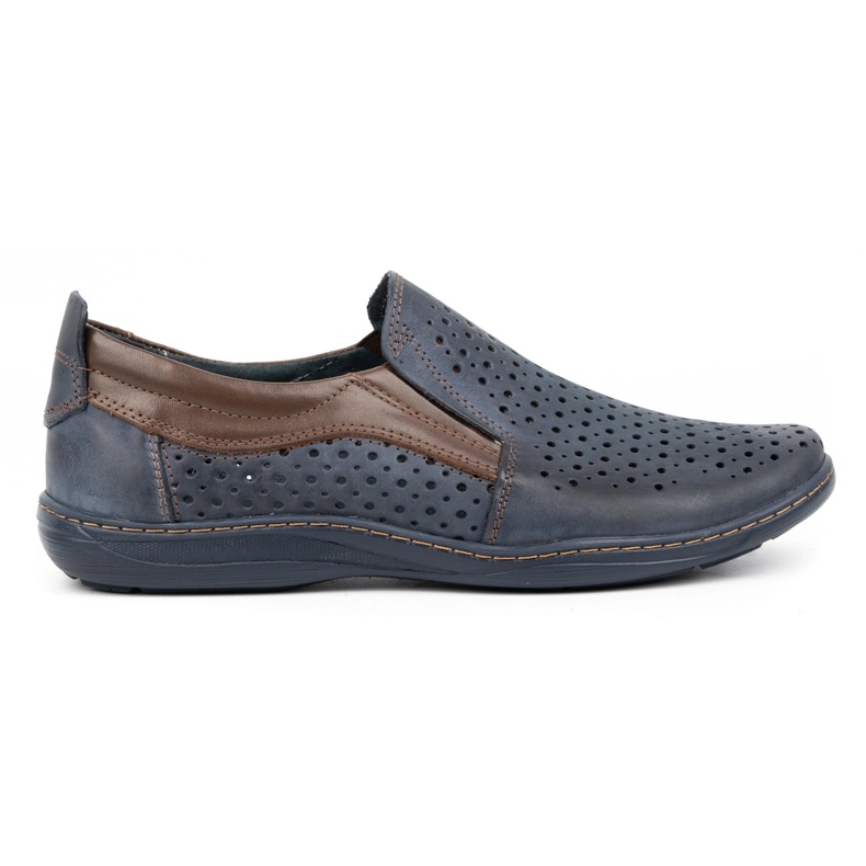 Olivier Openwork summer moccasins for men 662 navy blue
