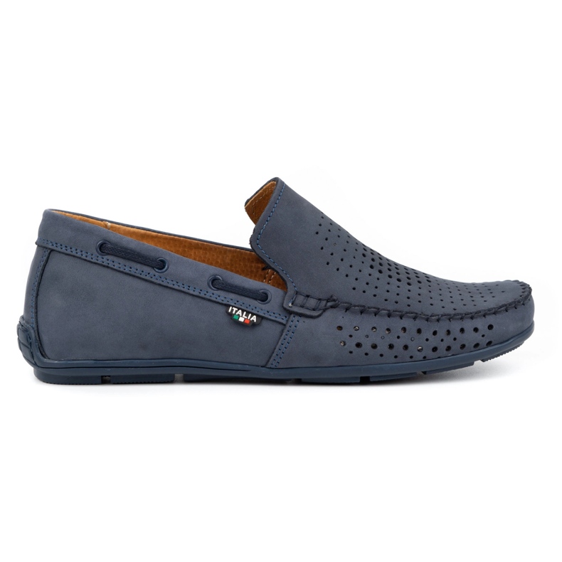 Olivier Men's summer leather loafers 085DKNT navy blue Olivier Men's summer leather loafers 085DKNT navy blue