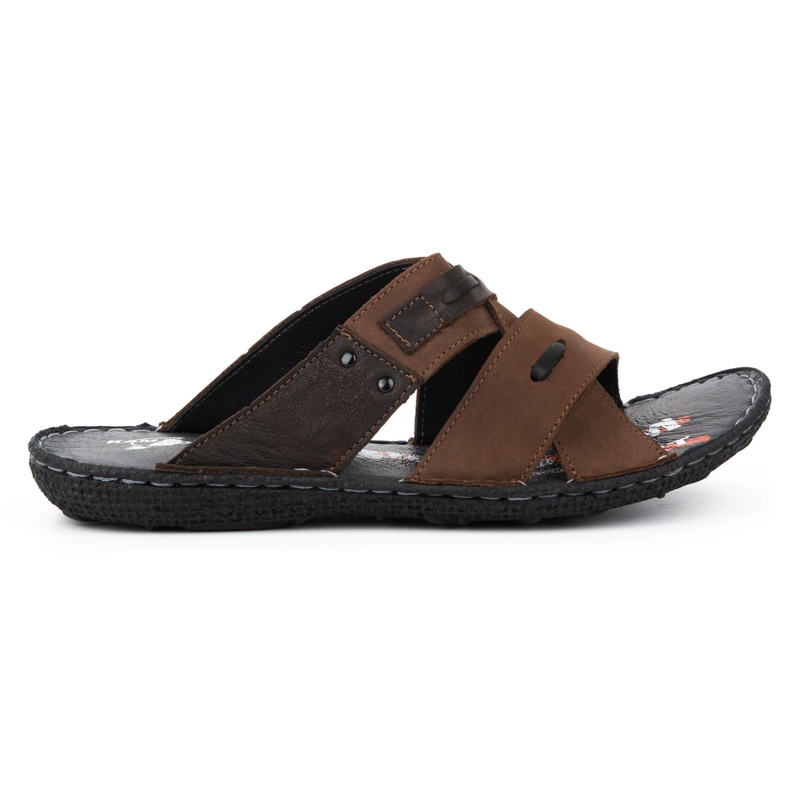Kampol Men's leather slippers 201/OL brown nubuck