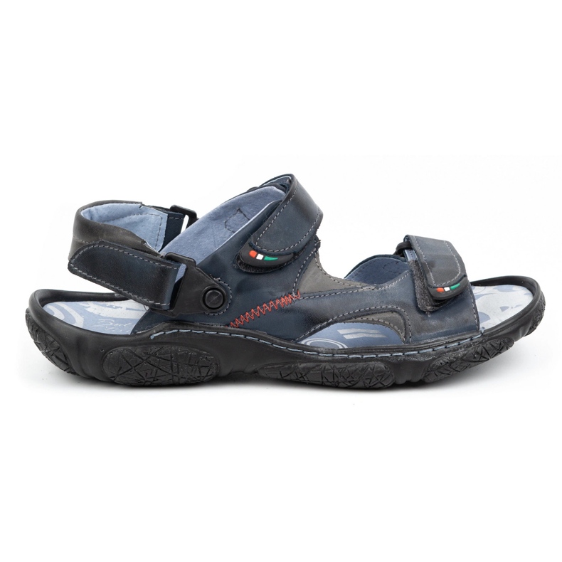 Olivier Men's leather sandals for the driver 362MA navy blue