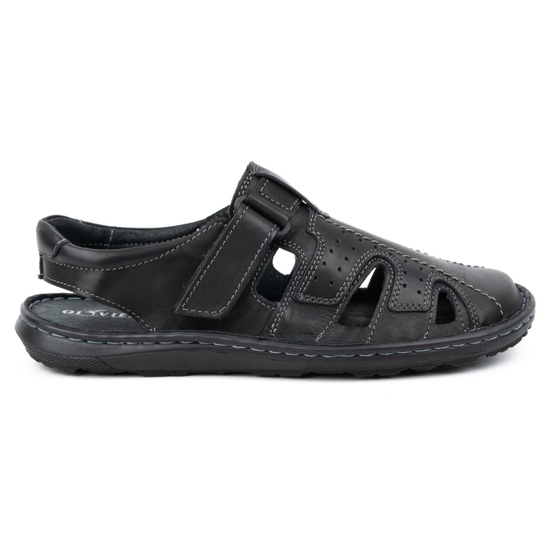 Olivier Men's summer leather sandals 678MA black Olivier Men's summer leather sandals 678MA black
