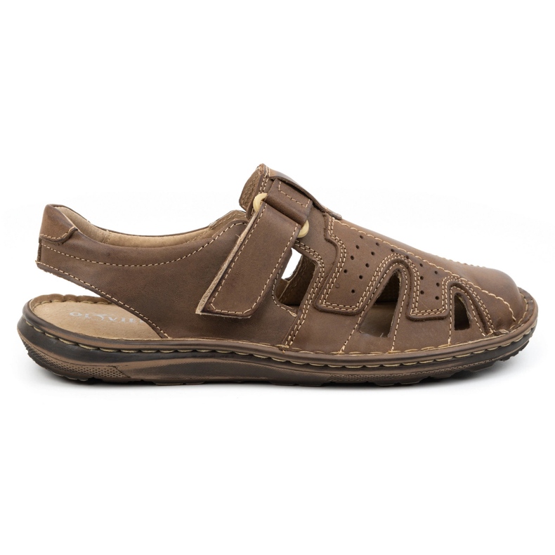 Olivier Men's summer leather sandals 678MA brown