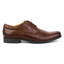 Kampol Men's elegant leather shoes 344KAM brown