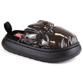 House slippers insulated varnished metallic black Big Star MM274130