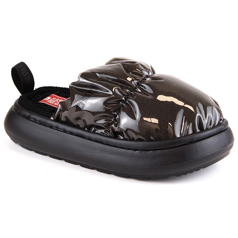 House slippers insulated varnished metallic black Big Star MM274130
