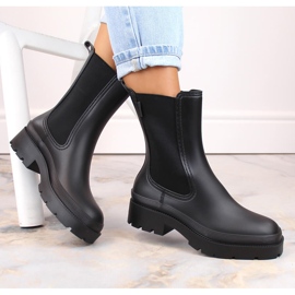 Women's Chelsea boots, black wellies, Big Star MM274695