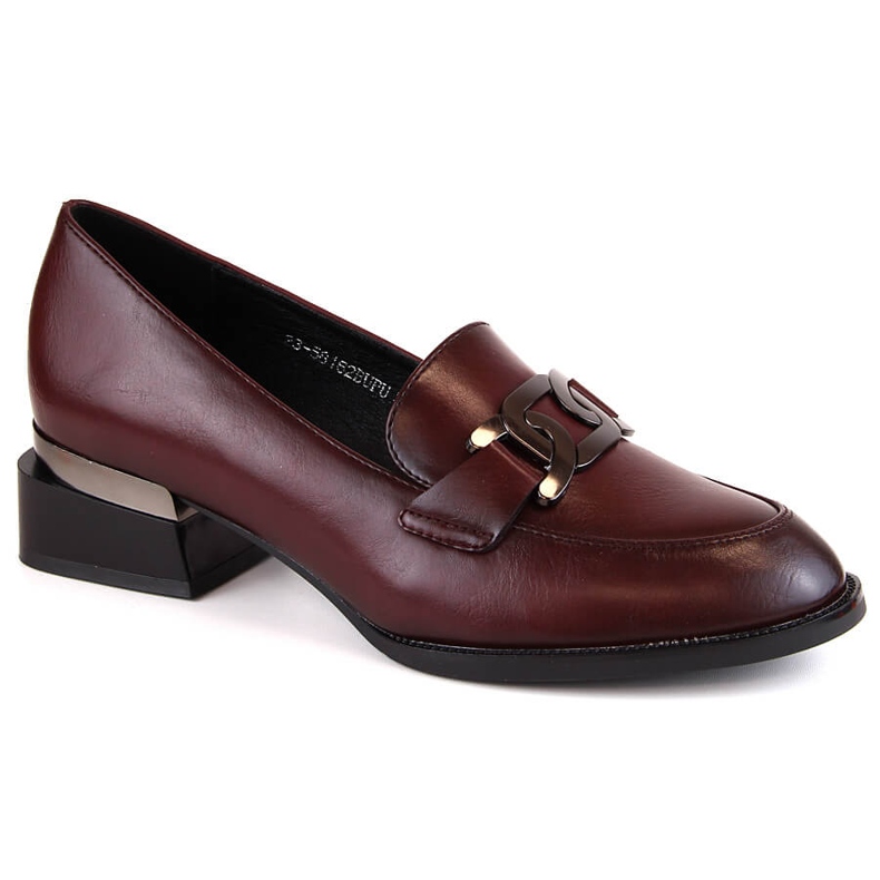 Vinceza 58162 burgundy flat shoes with a chain red