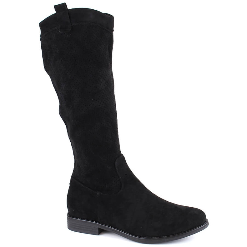 Women's openwork black suede boots Vinceza 16456