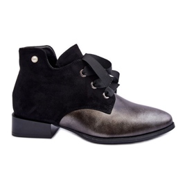 Women's Flat Heels With Lace Up Black Meroni