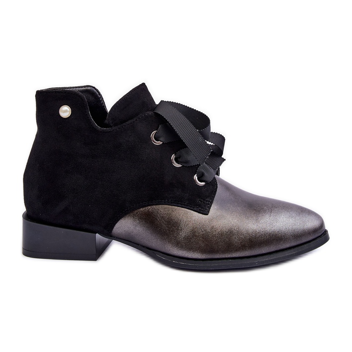 Women's Flat Heels With Lace Up Black Meroni