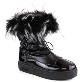 Women's platform snow boots with fur black Big Star MM274379