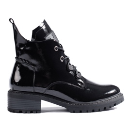 Vinceza women's black lacquered boots