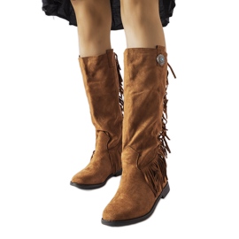 Brown covered wedge boots from Lecore
