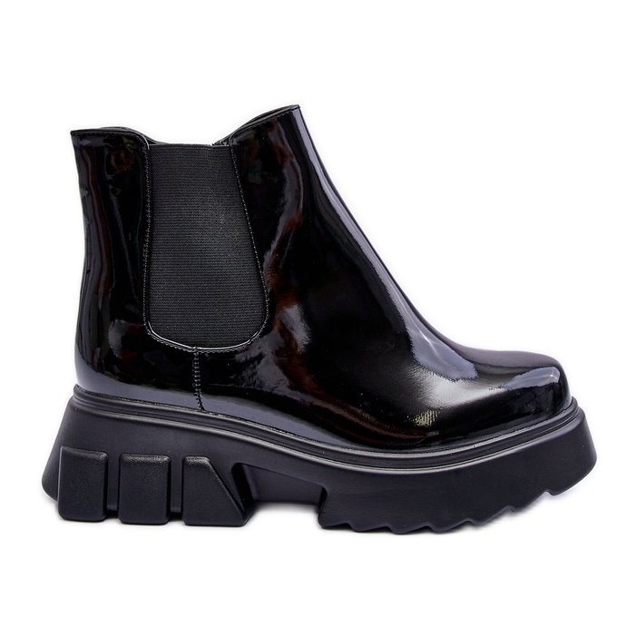 Lacquered Women's Worker Chelsea Boots Black Brizora