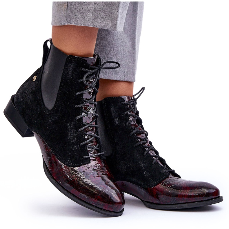 Maciejka Leather Flat Heel Boots 06200-08 Black