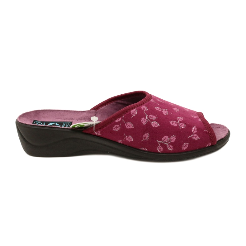 Burgundy velor slippers Adanex 28271 Aloe Vera red