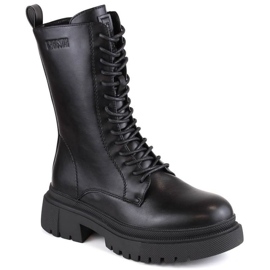 Lace-up and zipper boots insulated Big Star W INT1925 black Lace-up and zipper boots insulated Big Star W INT1925 black