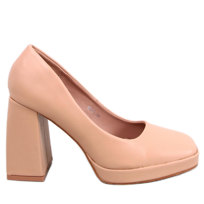 Nessa Nude wide heel pumps beige