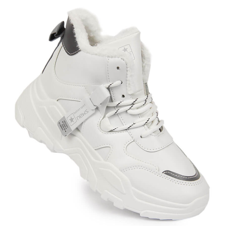 Women's insulated sneakers with a thick sole white NEWS