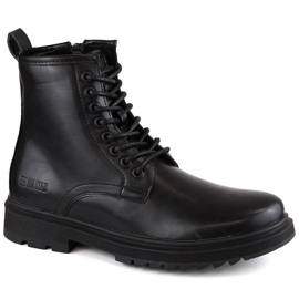 Black Big Star MM174080 men's boots with laces and zippers