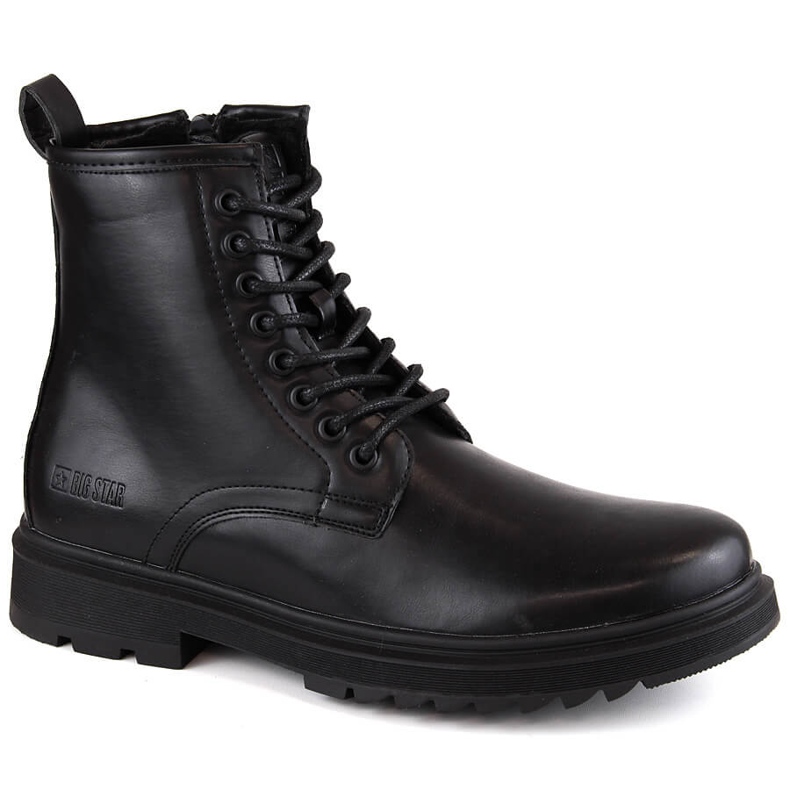 Black Big Star MM174080 men's boots with laces and zippers