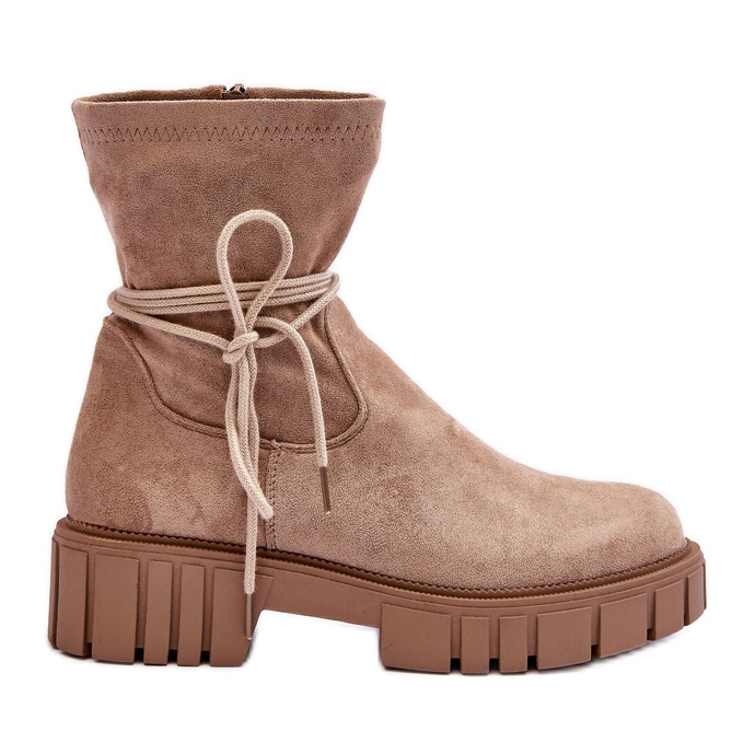 Women's Suede Ankle Boots Beige Lineanor