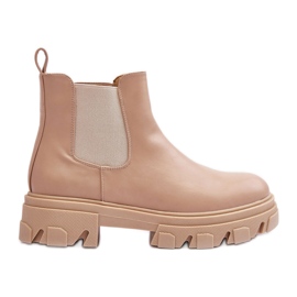 Leather Low Boots Jodhpur Beige Alcanassa