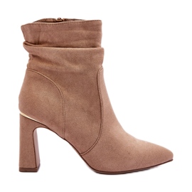 Beige Mellamene Suede Heel Boots Beige Mellamene Suede Heel Boots