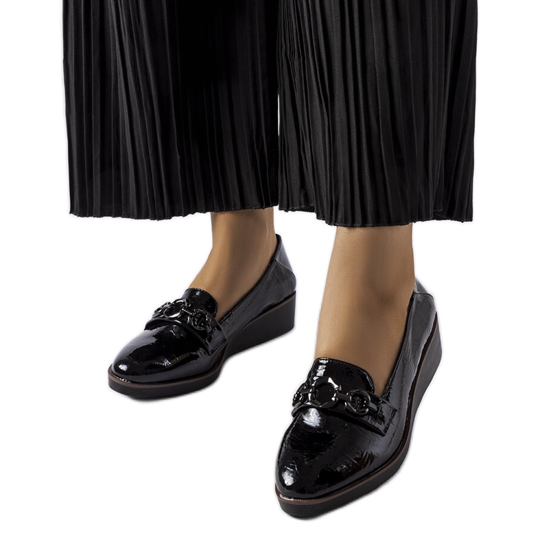 Black patent wedge loafers from Erin