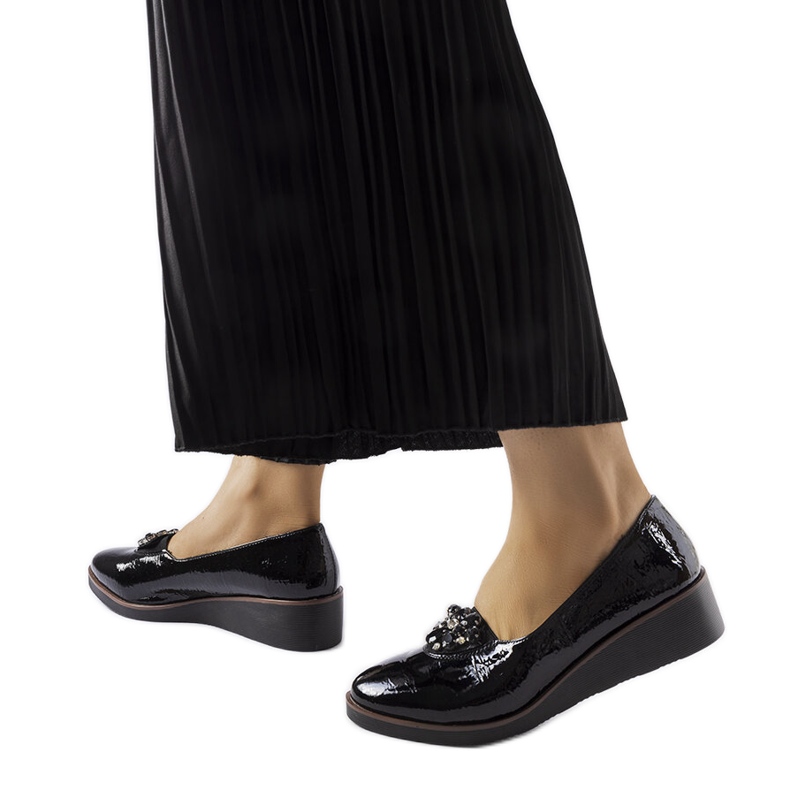 Black patent ballerinas with Mellori embellishment Black patent ballerinas with Mellori embellishment