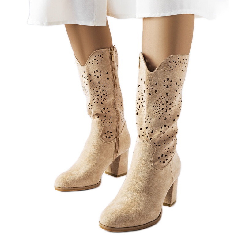 Beige openwork ankle boots from Vergiate