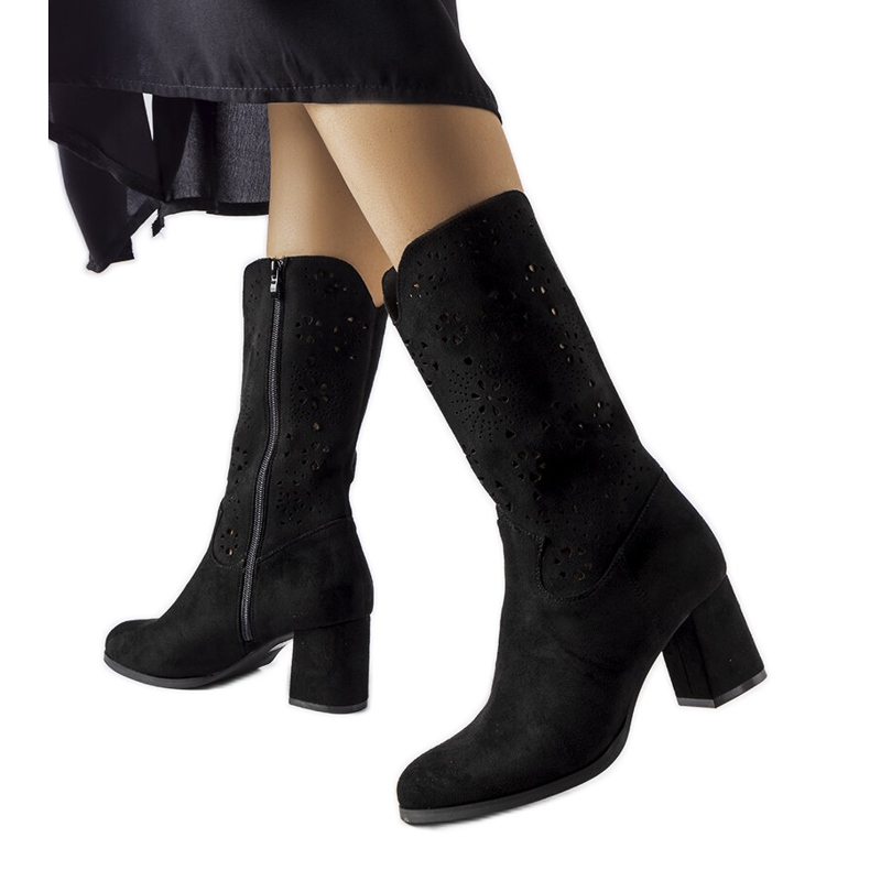 Black openwork ankle boots from Vergiate