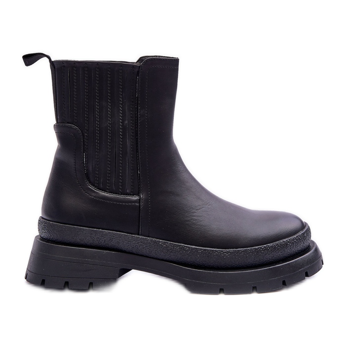 Chunky Leather Boots Chelsea Boots Black Rosan Chunky Leather Boots Chelsea Boots Black Rosan