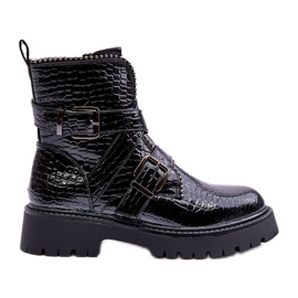 Women's Snake Boots With Stripes Black Leora