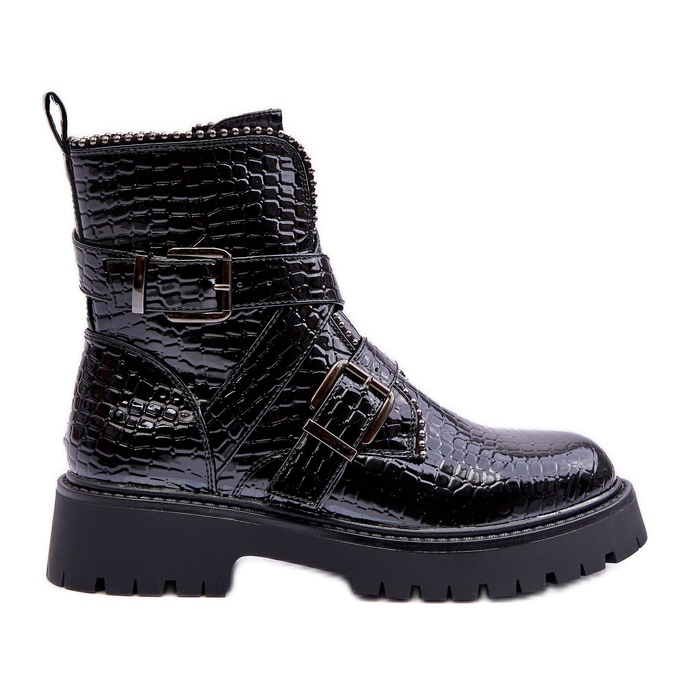 Women's Snake Boots With Stripes Black Leora