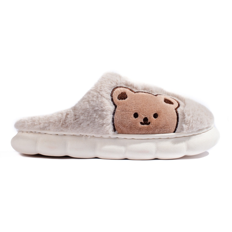 Women's beige slippers with a Shelovet teddy bear Women's beige slippers with a Shelovet teddy bear