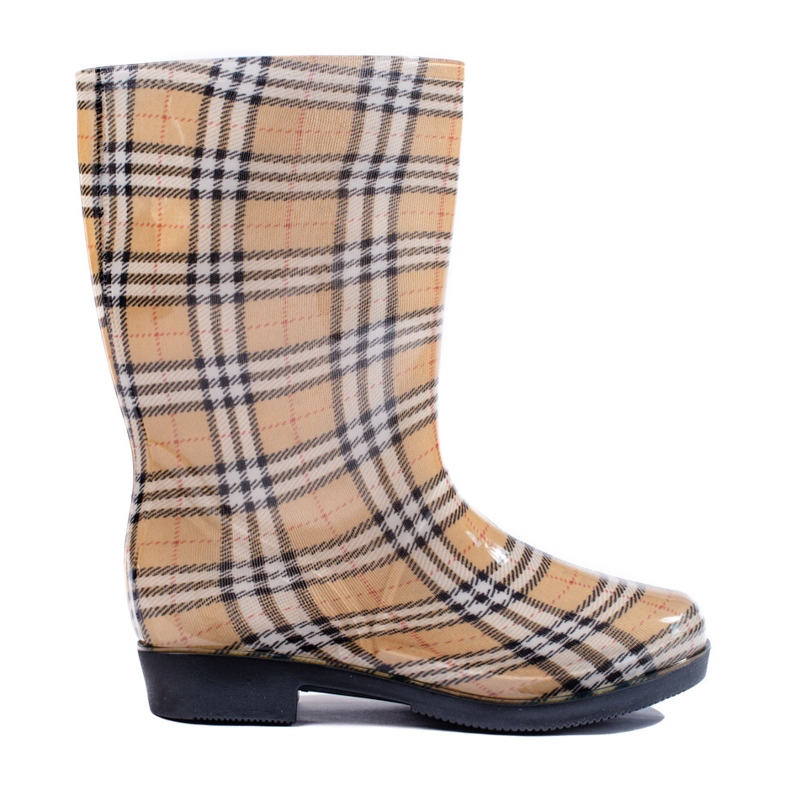 Shelovet women's checkered rubber boots beige Shelovet women's checkered rubber boots beige