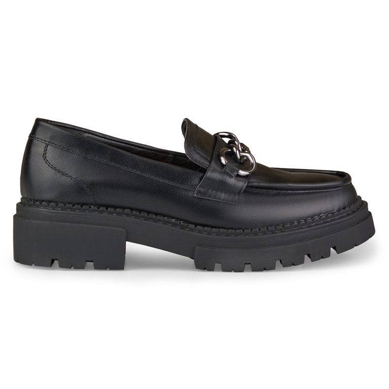 La.Fi Black moccasins on a platform made of eco-leather