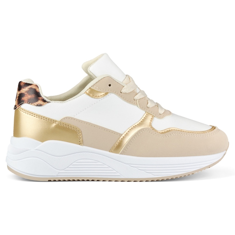 Women's white and gold sneakers