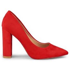 Red pumps on the post