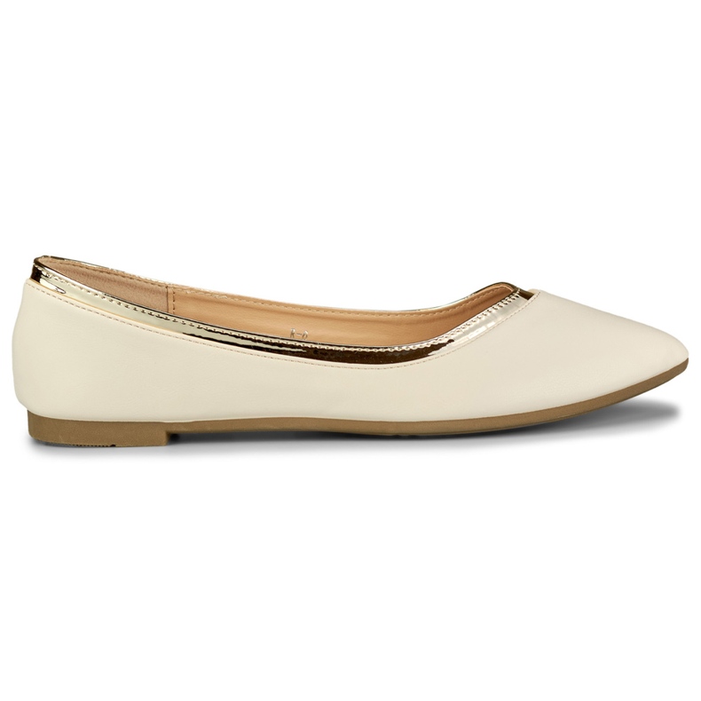 Women's beige ballerinas with a golden addition