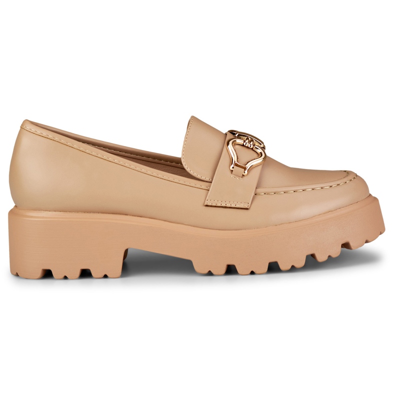 Women's dark beige eco-leather loafers Women's dark beige eco-leather loafers