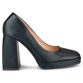 Black pumps on a wide high heel