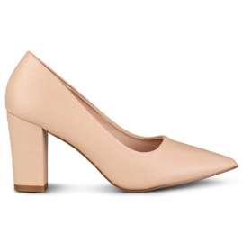 Beige pumps with a comfortable heel