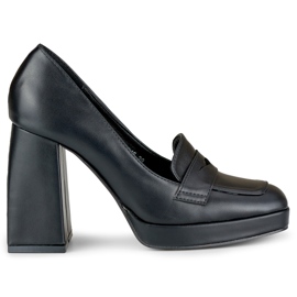 Fashionable loafers on a high, wide post black
