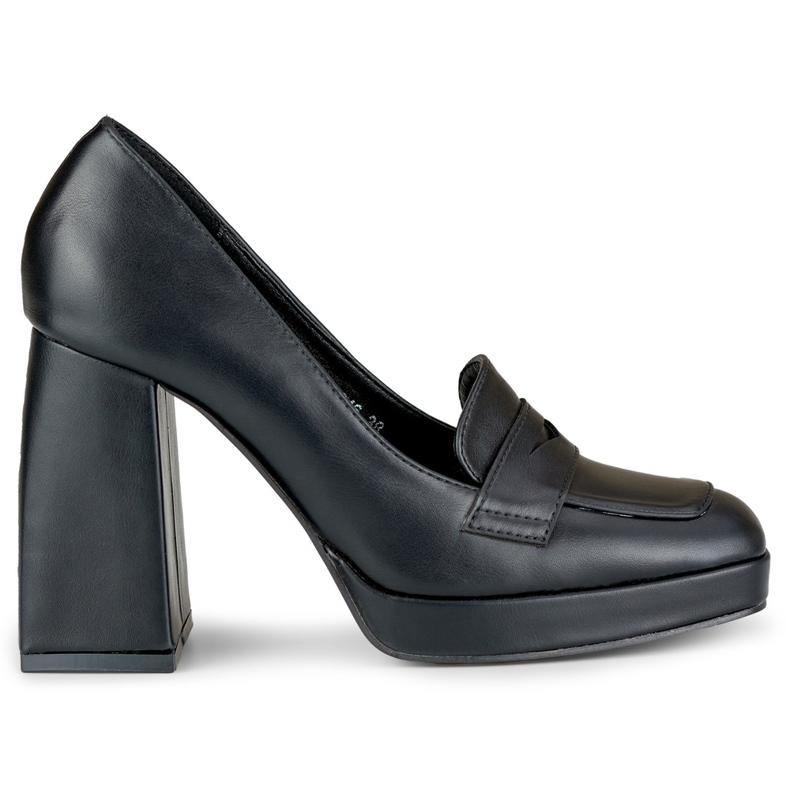 Fashionable loafers on a high, wide post black