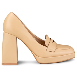 Fashionable loafers on a high, wide post beige