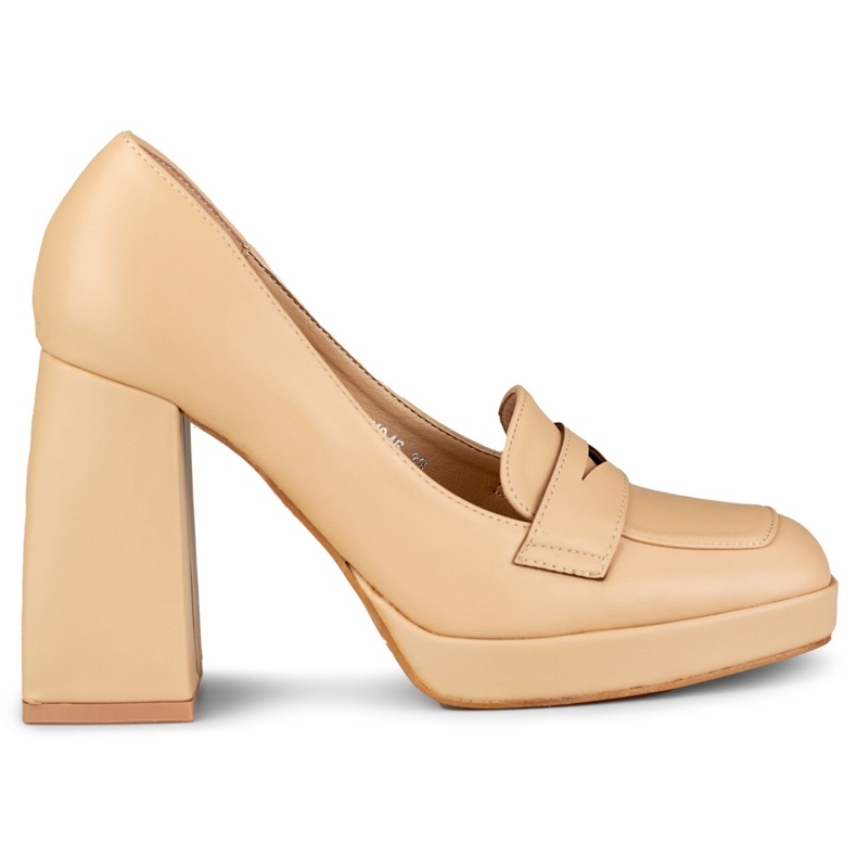 Fashionable loafers on a high, wide post beige