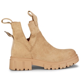 Women's beige platform boots